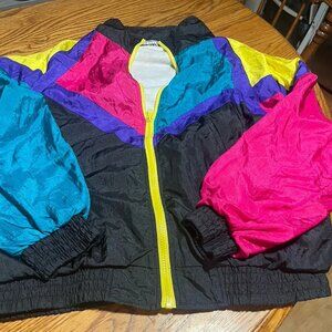 Vintage Longstreet Colorblock Windbreaker Jacket Women Petite Medium PM